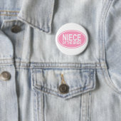 Badge Rond 5 Cm Nièce de la jeune mariée épousant le rose ovale (En situation)