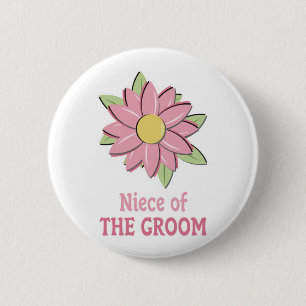 Badge Rond 5 Cm Nièce rose de marié de fleur