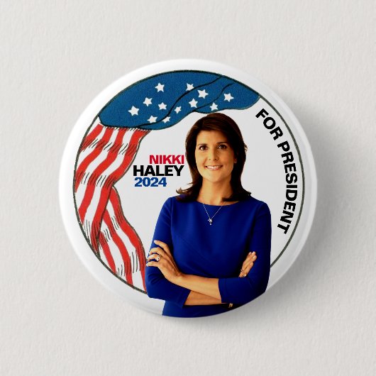 Badge Rond 5 Cm Nikki Haley à la présidence 2024 (Devant)