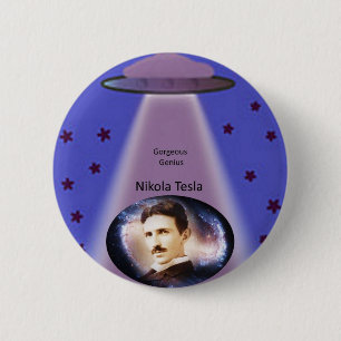 Badge Rond 5 Cm Nikola Tesla - Génie