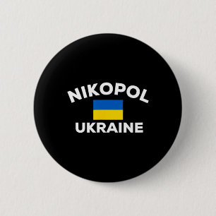 Badge Rond 5 Cm Nikopol Ukraine Drapeau Ukrainien Pays Ville Touri