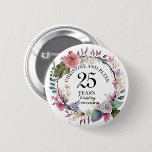 Badge Rond 5 Cm N'importe quel Mariage élégant Anniversaire Floral