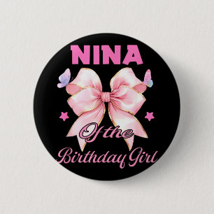 Badge Rond 5 Cm Nina fille d'anniversaire correspondant à un nœud