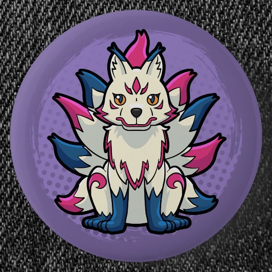 Badge Rond 5 Cm Nine-Tailed Fox- Yokai Kitsune