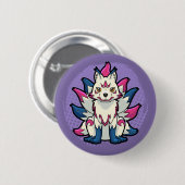 Badge Rond 5 Cm Nine-Tailed Fox- Yokai Kitsune (Devant & derrière)
