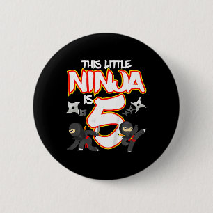 Badge Rond 5 Cm Ninja 5 ans Anniversaire Fête Arts Martiaux Karat