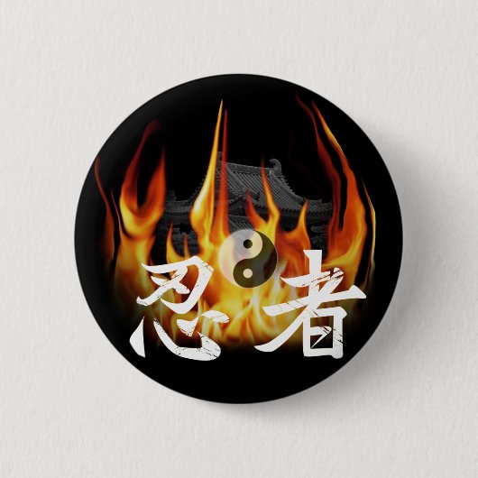 Badge Rond 5 Cm Ninja en feu (Devant)