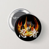 Badge Rond 5 Cm Ninja en feu (Devant & derrière)