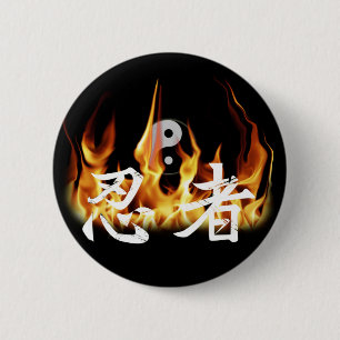 Badge Rond 5 Cm Ninja en feu