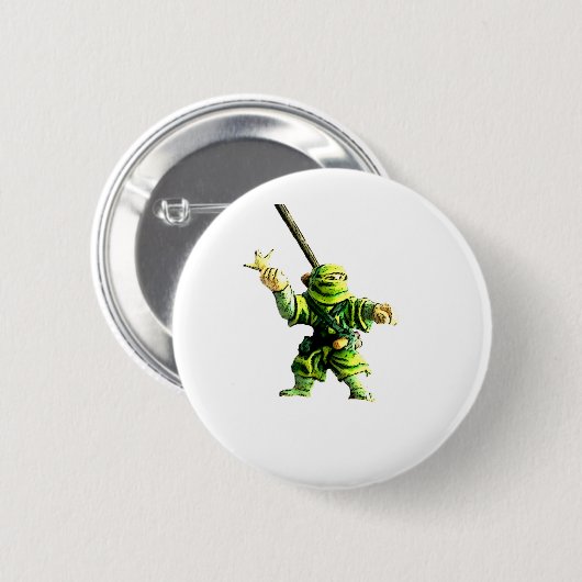 Badge Rond 5 Cm Ninja en vert (Devant & derrière)