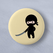 Badge Rond 5 Cm Ninja minuscule en colère sur jaune