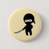 Badge Rond 5 Cm Ninja minuscule en colère sur jaune (Devant)