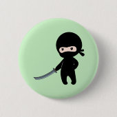 Badge Rond 5 Cm Ninja minuscule en colère sur vert (Devant)