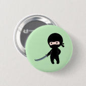 Badge Rond 5 Cm Ninja minuscule en colère sur vert (Devant & derrière)