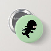 Badge Rond 5 Cm Ninja minuscule en vert (Devant & derrière)