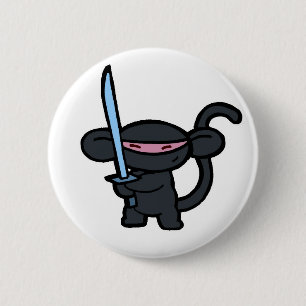 Badge Rond 5 Cm Ninja noir avec l'épée aucuns mots
