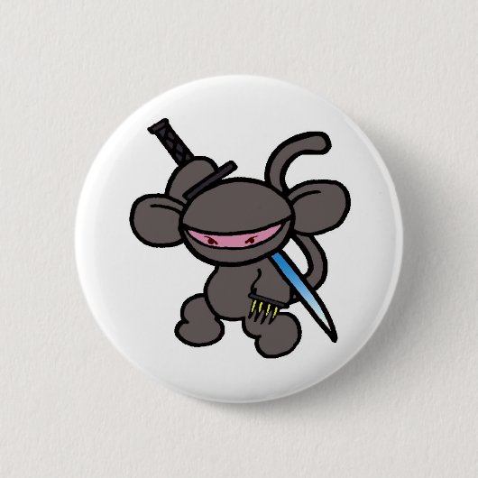Badge Rond 5 Cm Ninja noir Griffe-Aucuns mots (Devant)
