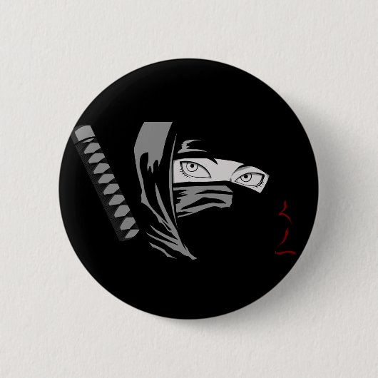 Badge Rond 5 Cm Ninja Woman Kunoichi (Devant)