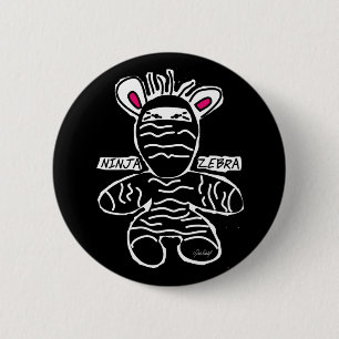 Badge Rond 5 Cm Ninja Zèbre - Bouton