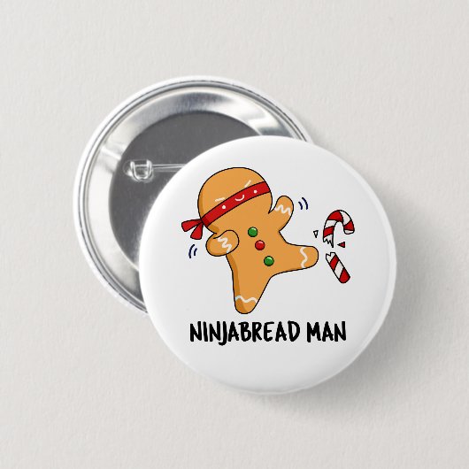 Badge Rond 5 Cm Ninjabread Man Funny Gingerbread Pun (Devant & derrière)