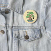 Badge Rond 5 Cm Ninjas dans l'arbre Bonsai sur Jaune (En situation)