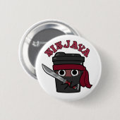Badge Rond 5 Cm Ninjava Funny Ninja Java Pun café (Devant & derrière)
