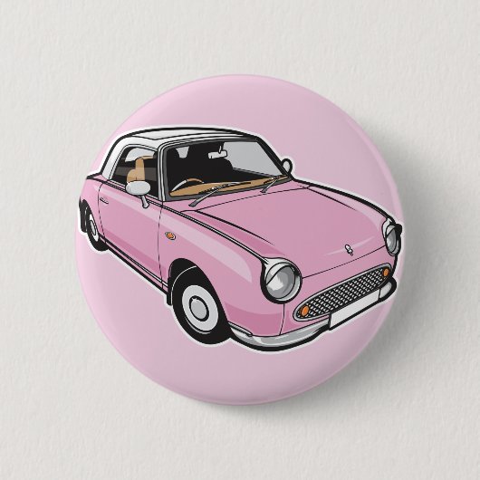 Badge Rond 5 Cm Nissan Figaro rose (Devant)