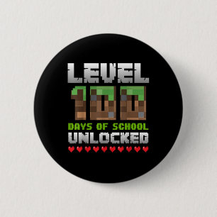 Badge Rond 5 Cm Niveau 100 Jours De L'École Déverrouillé Jeu Pixel