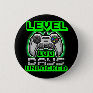 Badge Rond 5 Cm Niveau 100 Jours De L'École Déverrouillé Jeux Vidé