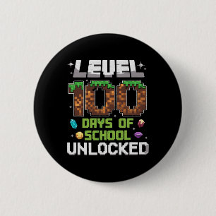 Badge Rond 5 Cm Niveau 100 Jours De L'École Gamer Garçon Déverroui