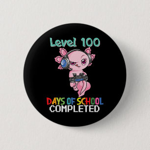 Badge Rond 5 Cm Niveau 100 Jours D'École Terminé Jeux Axolotl