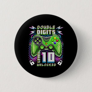 Badge Rond 5 Cm Niveau 10 de chiffres débloqué Jeu vidéo 10e anniv
