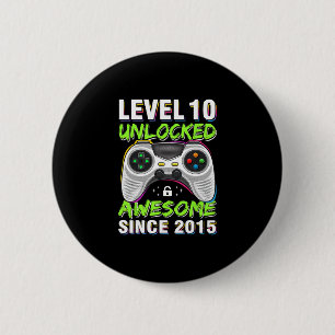 Badge Rond 5 Cm Niveau 10 Débloqué Incroyable Depuis Anniversaire 