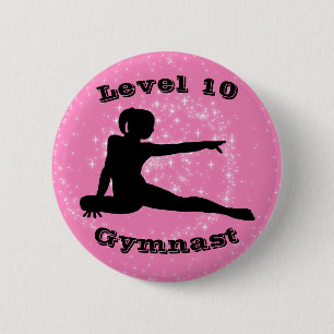 Badge Rond 5 Cm Niveau 10 Gymnaste - Bouton Girls Gymnastique