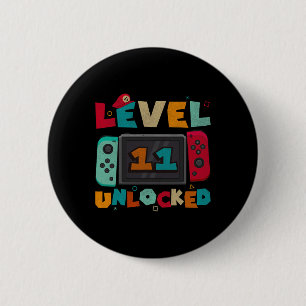 Badge Rond 5 Cm Niveau 11 Débloqué Anniversaire de Garçons de Jeux
