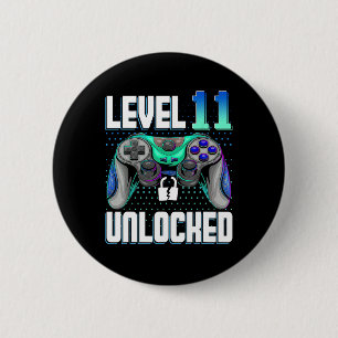 Badge Rond 5 Cm Niveau 11 Déverrouillé Jeu vidéo 11e Anniversaire
