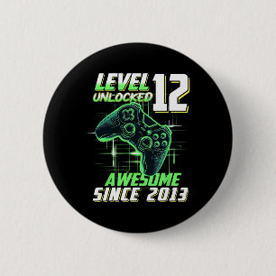 Badge Rond 5 Cm Niveau 12 Débloqué Incroyable Depuis Anniversaire