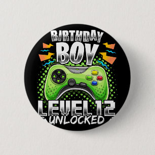 Badge Rond 5 Cm Niveau 12 Jeu vidéo déverrouillé 12e Jeu d'anniver