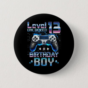Badge Rond 5 Cm Niveau 13 Débloqué Joueur de jeux vidéo 13 ans 13