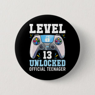 Badge Rond 5 Cm Niveau 13 Jeu vidéo déverrouillé 13e Jeu d'anniver