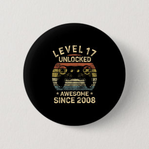 Badge Rond 5 Cm Niveau 17 Débloqué 17e Anniversaire Cadeaux 17 Ans