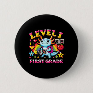 Badge Rond 5 Cm Niveau 1 Première Année de Gamme Axolotl Jeu Vidéo