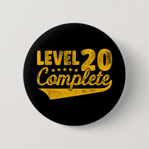 Badge Rond 5 Cm Niveau 20 Fin du 20e anniversaire de Mariage Vinta