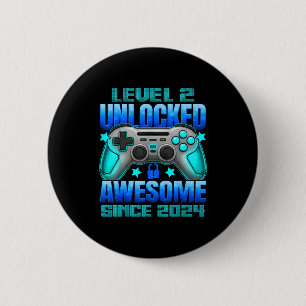 Badge Rond 5 Cm Niveau 2 Débloqué 2 Ans Pour Garçons 2ème Annivers