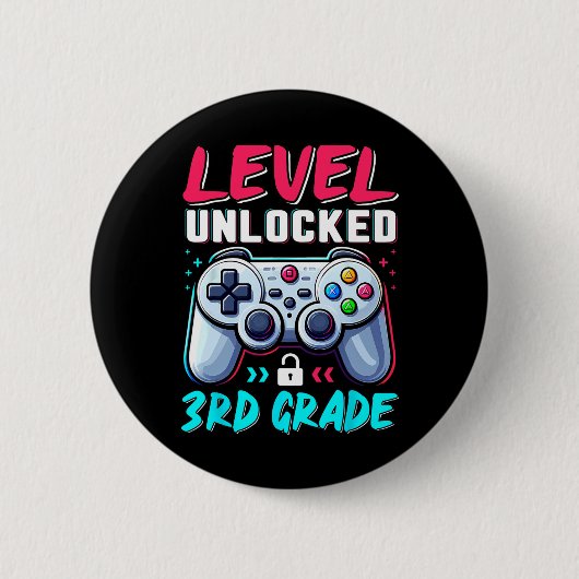 Badge Rond 5 Cm Niveau 3e année débloqué Équipe de rentrée scolair (Devant)