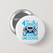 Badge Rond 5 Cm Niveau 4e débloqué jeu vidéo premier jour garçon (Devant & derrière)