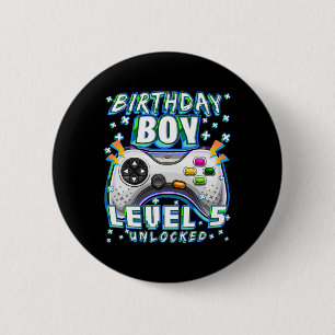 Badge Rond 5 Cm Niveau 5 Jeu vidéo déverrouillé 5e anniversaire Ga