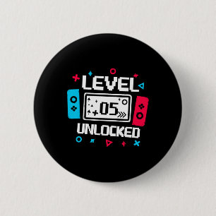 Badge Rond 5 Cm Niveau 5 Joueur déverrouillé - 5e Anniversaire Vid