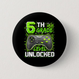Badge Rond 5 Cm Niveau 5e année débloqué jeu gamer garçons retour