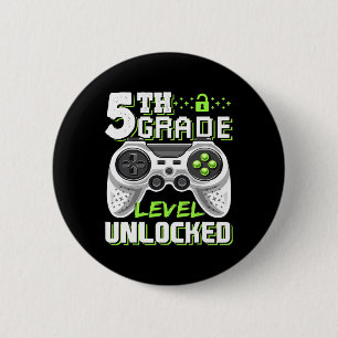 Badge Rond 5 Cm Niveau 5e Débloqué Jeu Vidéo Rentrée Scolaire